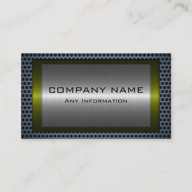 Metallic Silver Grått Steel Metall Hål Titta #10 Visitkort (Framsida)