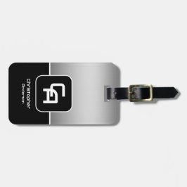 Metallic Silver Monogram Bagagebricka