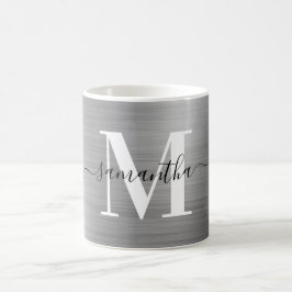 Metallic Silver Namnteckning Monogram Kaffemugg