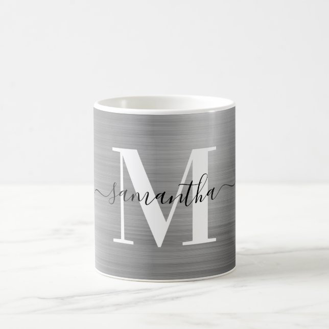 Metallic Silver Namnteckning Monogram Kaffemugg (Center)