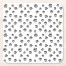 Metallic Silver Presents Premium Party Celebration Underlägg Papper Kvadrat