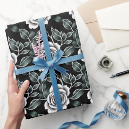 Metallic Silver Roses With Dark Green Leaves Presentpapper