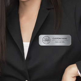 Metallic Silver Stil Pin eller Magnetic Employee Namnbricka