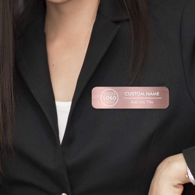 Metallic Stil Guld Safety Pin Employee Namnbricka (Metallic Style Rose Gold Safety Pin Employee Name Tag
)