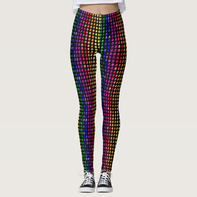 Metallic Studs Mönster Pride Färg Leggings (Framsida)
