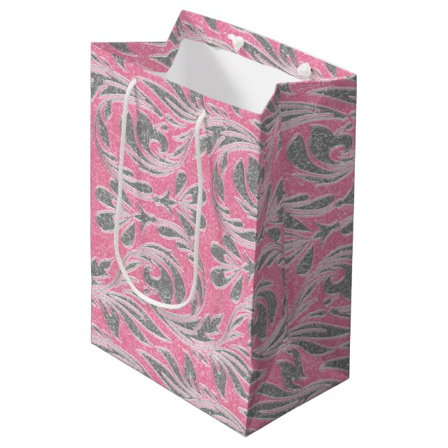 Metallic Vågar-Ljus rosa-White-GIFT BAG m (Framsidan Vinklad)