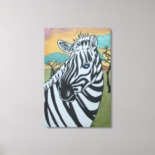 Metallic Zebra Safari på Canvas