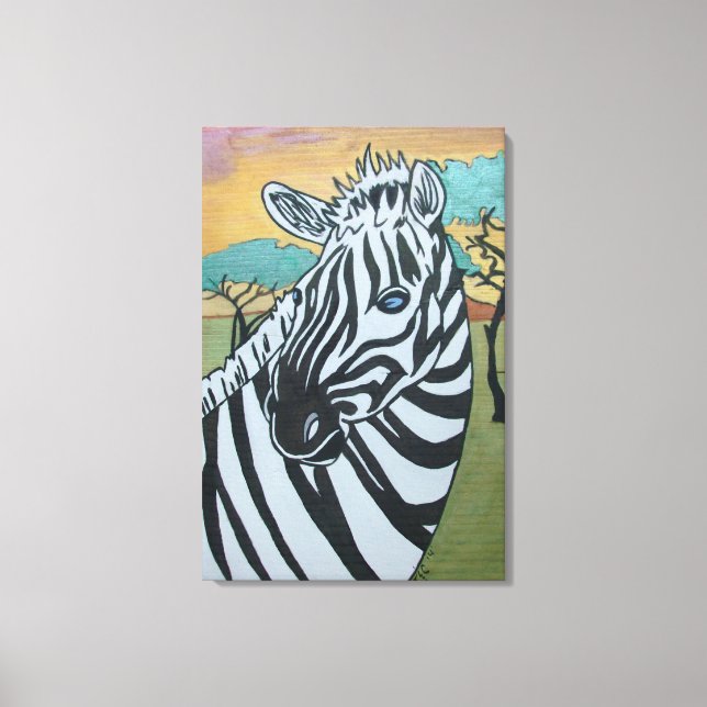 Metallic Zebra Safari på Canvas (Framsida)
