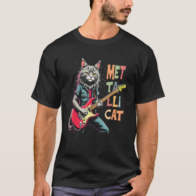 Metallicat Tee Rock musik Apparel Electric Guitar (Framsida)