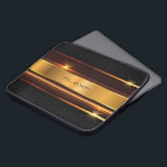 Metallicgold-rand, svart metallstam laptop fodral<br><div class="desc">Bild av metalliskt guld rand med svart metalliskt aska. Valfritt monogram.</div>