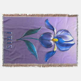 Metallisch Glänzende Blaue Irisblüte mit Text Filt