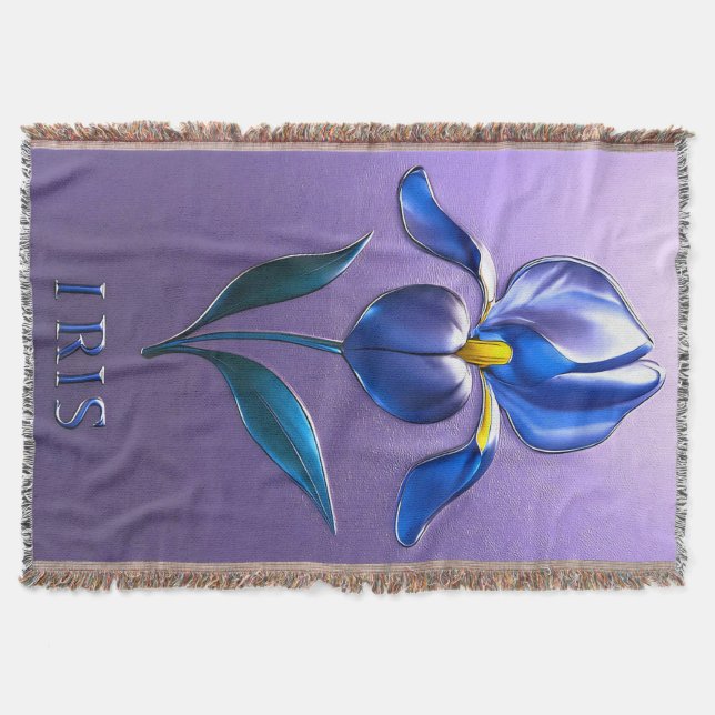 Metallisch Glänzende Blaue Irisblüte mit Text Filt (Framsidan)