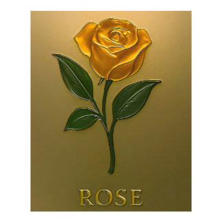 Metallisch Goldene Rosen-Eleganz Fototryck
