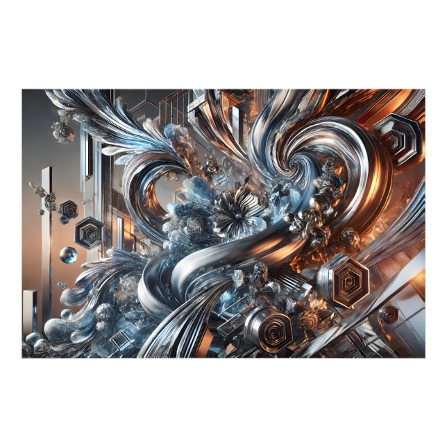 Metallische Strömungen Fototryck (Framsidan)