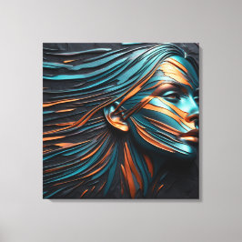 Metallisk Abstrakt Womans Ansikte Art. Canvastryck