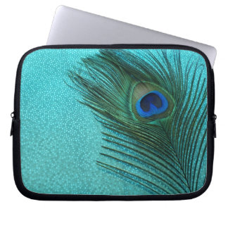 Metallisk akvaträd Blå peacock Feather Laptop Sleeve