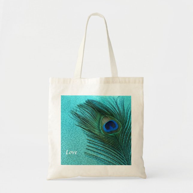 Metallisk akvaträd Blå peacock Feather Tygkasse (Framsidan)