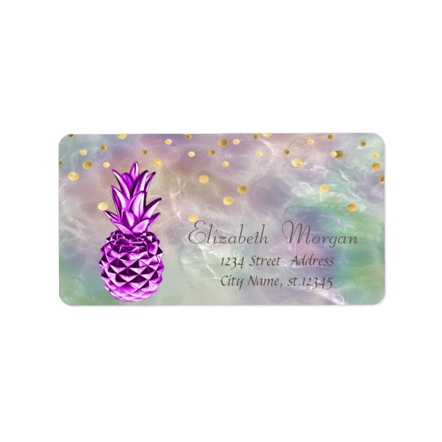 Metallisk Ananas Konfetti Holografisk Pärl  Adressetikett (Framsidan)