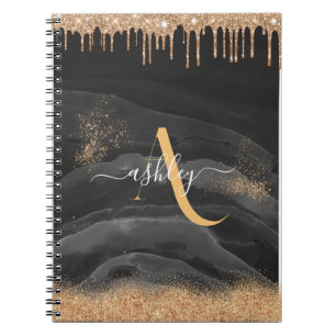 Metallisk Anpassningsbar av guld-Glitter-monogram Anteckningsbok