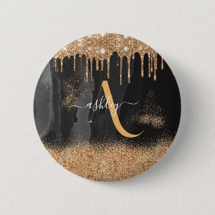Metallisk Anpassningsbar av guld-Glitter-monogram Knapp