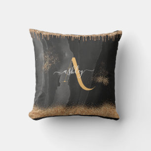 Metallisk Anpassningsbar av guld-Glitter-monogram Kudde