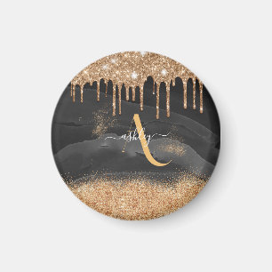 Metallisk Anpassningsbar av guld-Glitter-monogram Magnet