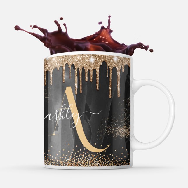 Metallisk Anpassningsbar av guld-Glitter-monogram Mugg (Skapare uppladdad)