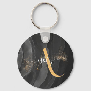 Metallisk Anpassningsbar av guld-Glitter-monogram Nyckelring