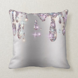 *~* Metallisk AP7 Droppande GLITTER SILVER Grå Kudde