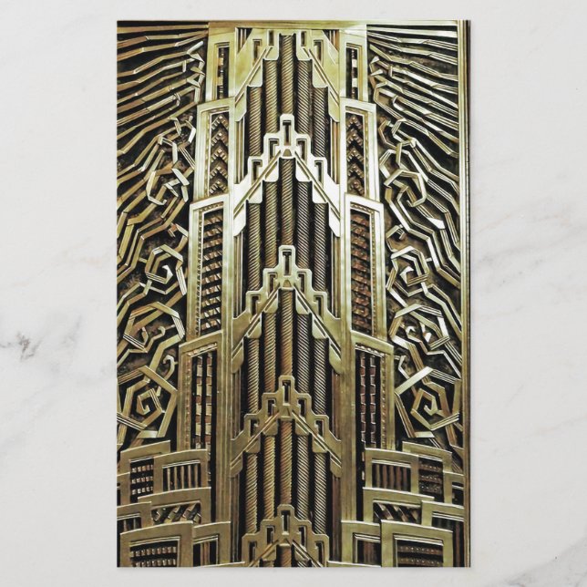 Metallisk art nouveau utformning, vintage, elegant brevpapper (Framsida)