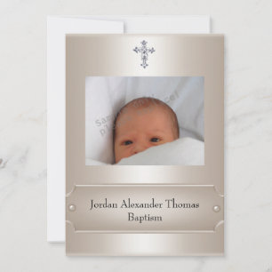 Metallisk Beige Fotolampa Jewel Cross Dop Inbjudningar