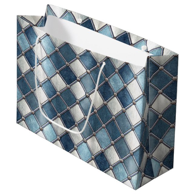 Metallisk Blå Diamant - Geometrisk Industriell (Framsidan Vinklad)
