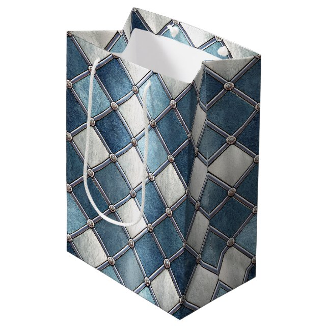 Metallisk Blå Diamant - Geometrisk Industriell (Framsidan Vinklad)