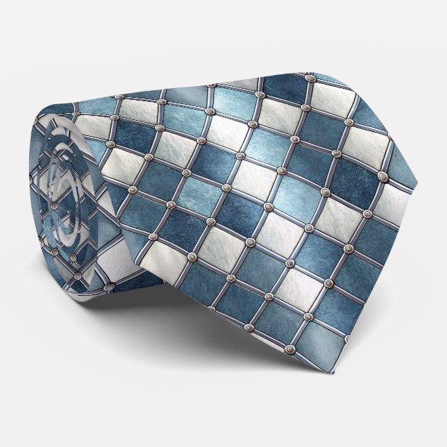 Metallisk Blå Diamant - Geometrisk Industriell Slips (Rullad)