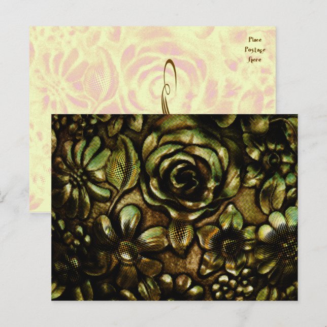 Metallisk Blommigt № 1 vykortsmall Vykort (Fram/baksida)