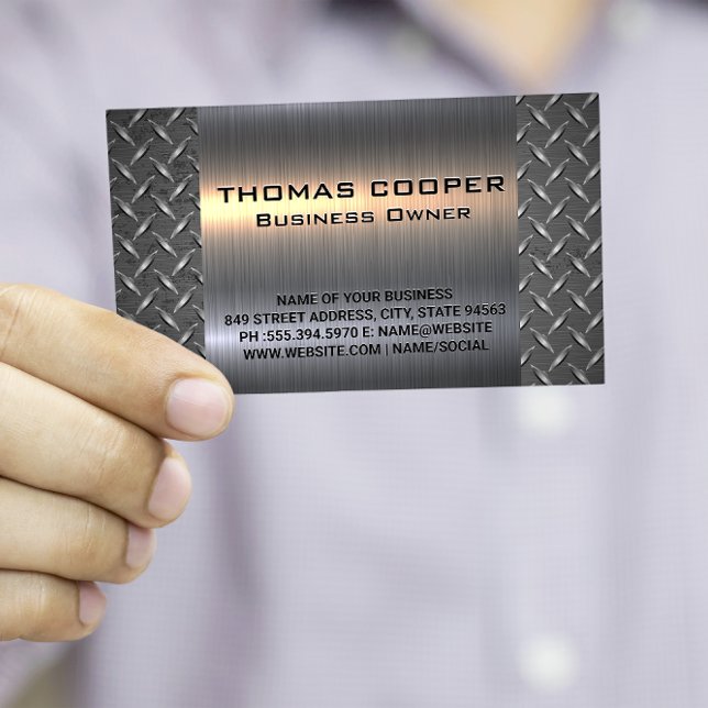 Metallisk Borstad Glans | Diamant Pläterat Mönster Visitkort (Skapare uppladdad)
