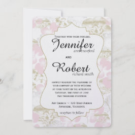 Metallisk bröllopinbjudan för rodna guld- blomma inbjudningar