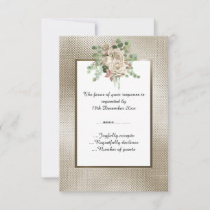 METALLISK BRONS PREGLAD VIT BLOMMIG ANPASSAD RSVP OSA KORT