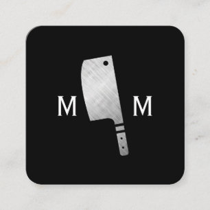 Metallisk Butcher Knivar Monogram Fyrkantigt Visitkort
