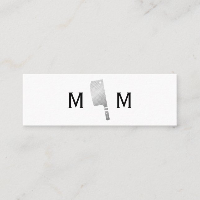 Metallisk Butcher Knivar Monogram Mini Visitkort (Framsida)