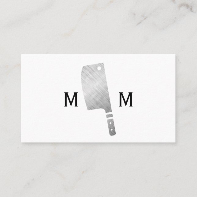 Metallisk Butcher Knivar Monogram Visitkort (Framsida)