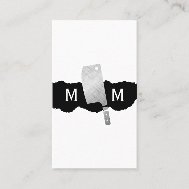 Metallisk Butcher Knivar Monogram Visitkort (Framsida)