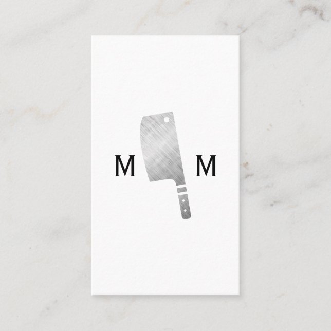 Metallisk Butcher Knivar Monogram Visitkort (Framsida)