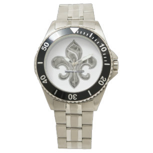 Metallisk effekt Silver Fleur de Lis Armbandsur