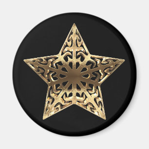 Metallisk Elegant av gyllene stjärnor, svart och G Magnet