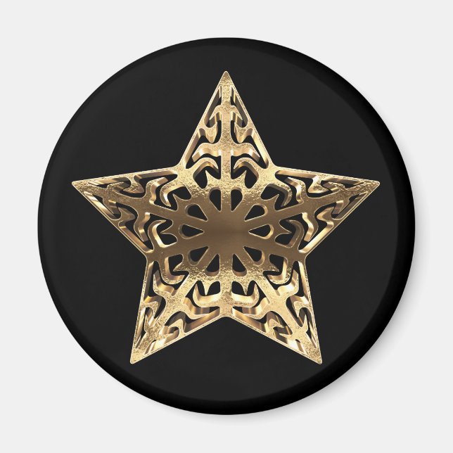 Metallisk Elegant av gyllene stjärnor, svart och G Magnet (Framsidan)