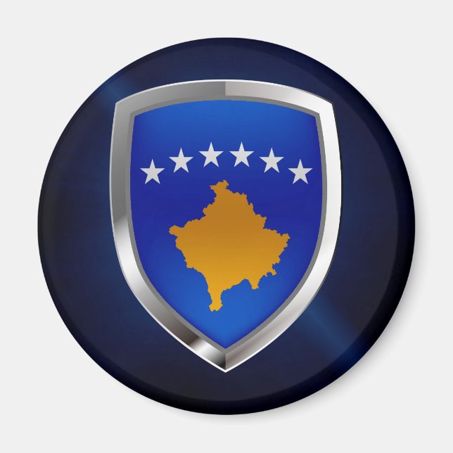 Metallisk Emblem i Kosovo Magnet (Framsidan)
