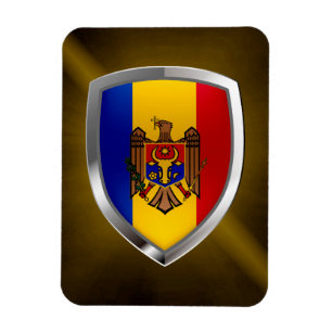 Metallisk Emblem i Moldavien Magnet