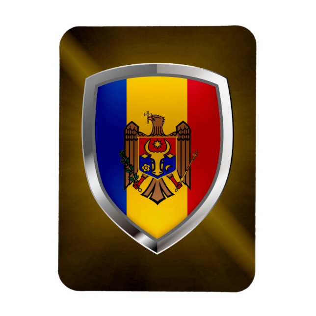 Metallisk Emblem i Moldavien Magnet (Vertikal)