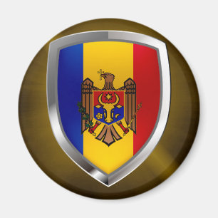 Metallisk Emblem i Moldavien Magnet